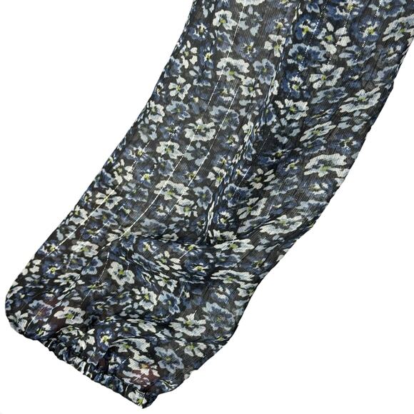 Aeropostale Small Cropped Top Floral Ruffled Keyhole Balloon Sleeve Square Neck - Picture 4 of 9